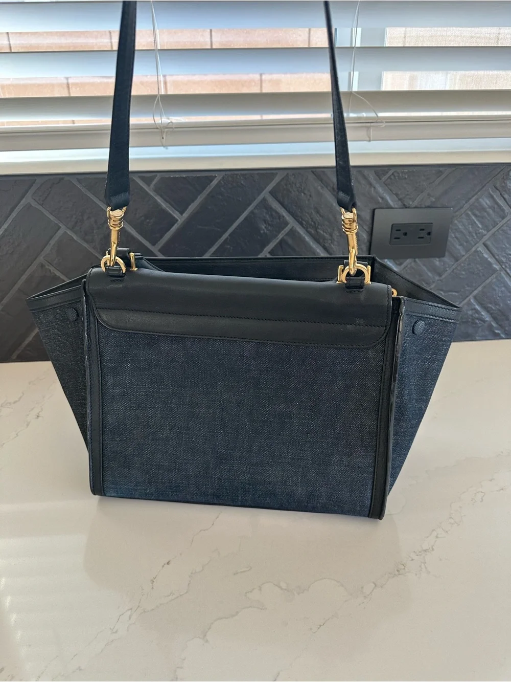 Celine Denim & Leather Trapeze Bag | Rare Vintage Chic - Picture 9 of 16